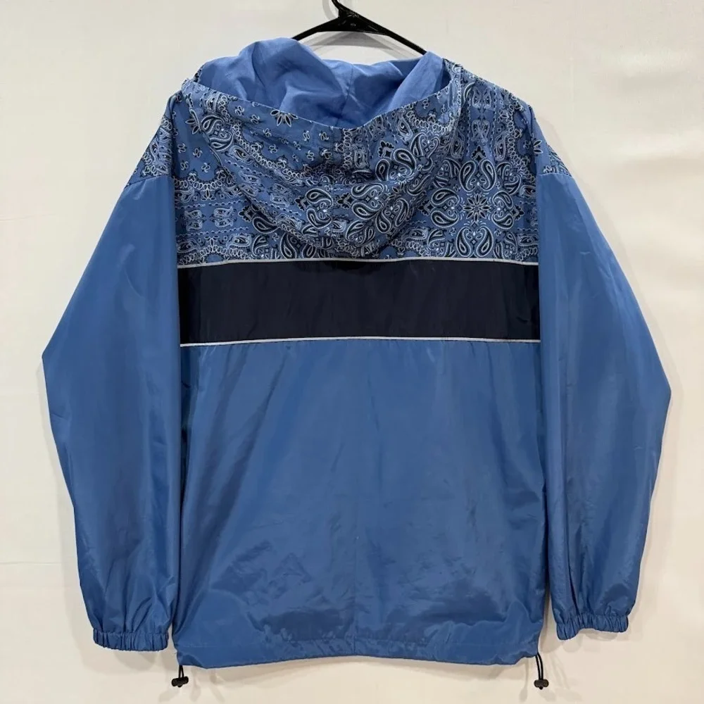 Original Use Windbreaker Jacket‎ Mens XS Blue Paisley Hooded Full Zip